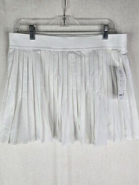 Athleta LARGE Match Point Pleated Lasercut Skort White Tennis Golf Skirt Skort